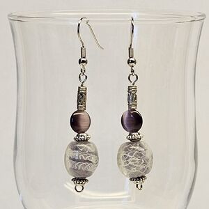 Purple Swirl Glass Beaded Earrings
